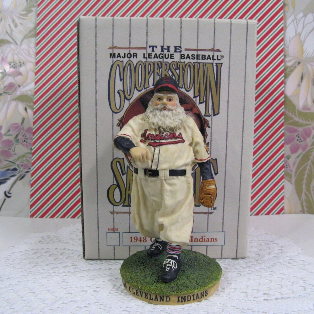 Cooperstown Santa Claus 1948 Cleveland Indians 6.5" Figurine Vtg 1994 With Box